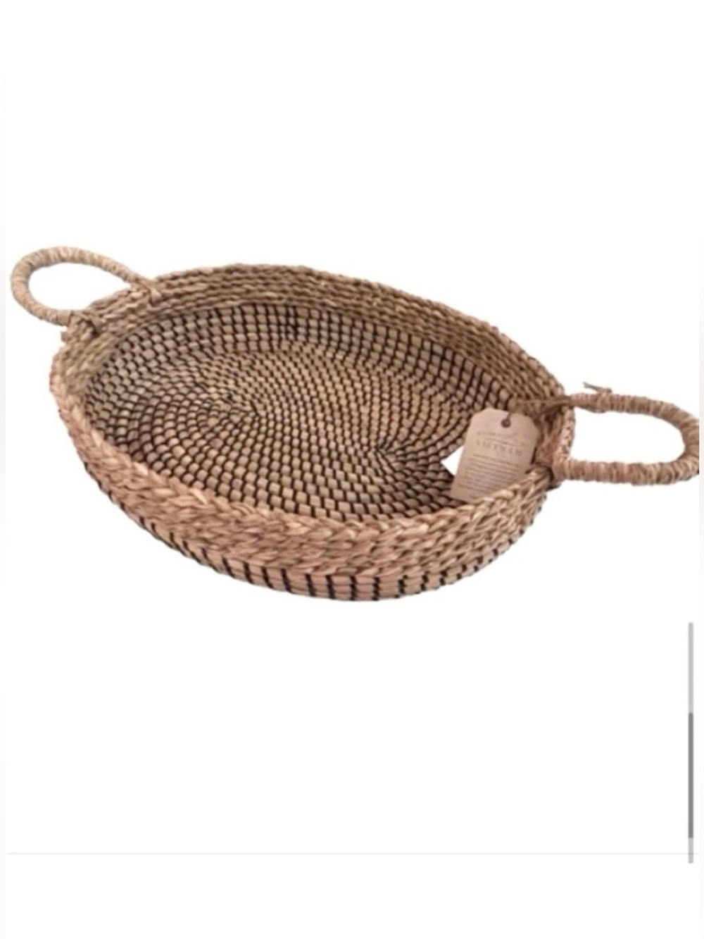 🆕-Handwoven Seagrass and Rattan Large Oval Basket/ Serving Tray with Handles